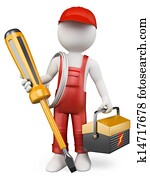 3d, לבן, אנשים., חשמלאי