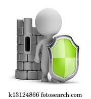 3d, קטן, אנשים, -, הגן, ו, a, טירה