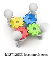 3d, קטן, אנשים, -, הילוכים, פנה