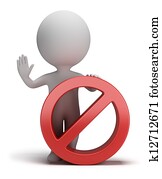 3d, קטן, אנשים, -, עצור סימן