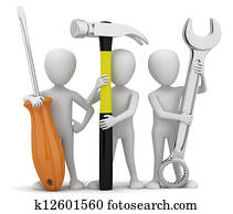 3d, 小, 人们, repairers.