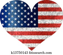 4th of July USA Flag Heart Textured