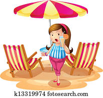 漫画 ペンギン ビーチの上に座る 椅子 そして 保有物 カクテル クリップアート K Fotosearch