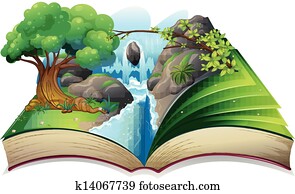 A book with an image of a forest A book with an image of a forest