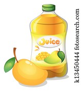 A bottle of mango juice A bottle of mango juice