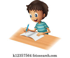 A boy writing A boy writing