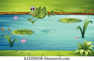 a, frosch, springende a, frosch, springende