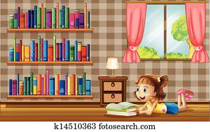 A girl reading books near the window A girl reading books near the window