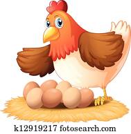 A hen and her seven eggs A hen and her seven eggs