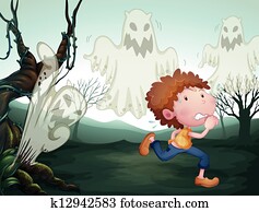 a, menino, e, a, três, fantasmas