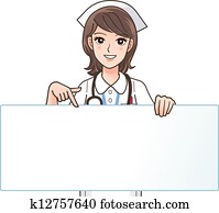 a, mignon, sourire, infirmière, indiquer, a