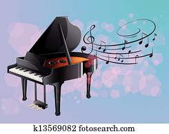 A piano with musical notes A piano with musical notes