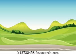 A road and a beautiful landscape A road and a beautiful landscape
