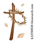 A Wooden Cross and A Crown of Thorns A Wooden Cross and A Crown of Thorns