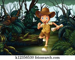 boy young woods middle clip clipart damper fotosearch peeing illustrations