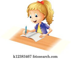 A young girl writing A young girl writing