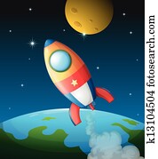 a, חללית, ליד, הירח