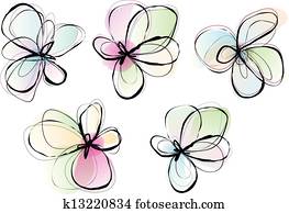 abstract flowers, vector set abstract flowers, vector set
