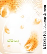 abstrakt, orange, feder, hintergrund, eps10, vektor, abbildung