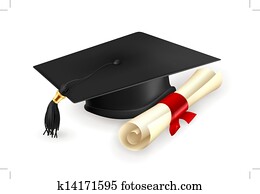 abstufung kappe, und, diploma,, vektor abstufung kappe, und, diploma,, vektor