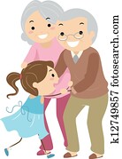 abuelo, parejas, con, nieto, stickman