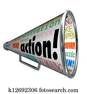 Action Words Bullhorn Megaphone Motivation Mission Action Words Bullhorn Megaphone Motivation Mission