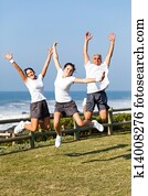 active family jumping