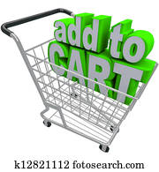 Add to Card Words Shopping Pushcart e-Commerce Buy Store