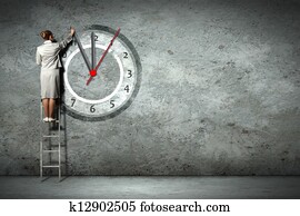 affärsverksamhet kvinna, på, stege