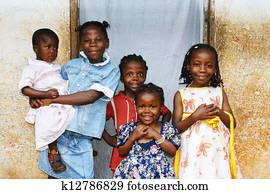 African kids all sisters smiling