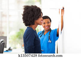 afrikanisch, krankenschwester, messtechnik, patienten, höhe