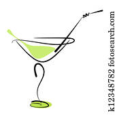 Alcohol cocktail in glass with straw Alcohol cocktail in glass with straw