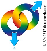 alegre, macho, persona de color de arco iris, símbolo