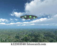 Alien Spacecraft over the jungle Alien Spacecraft over the jungle