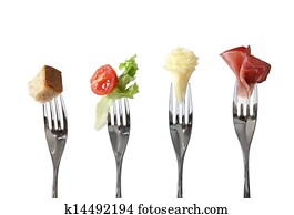 alimento, ligado, garfos