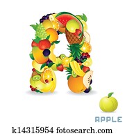 Alphabet From Fruit. Letter A Alphabet From Fruit. Letter A