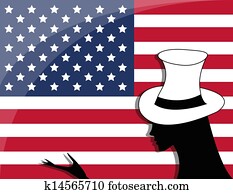 American flag and girl American flag and girl