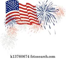 amerikanisch, usa markierung, und, feuerwerk amerikanisch, usa markierung, und, feuerwerk