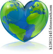 amor, el mundo, corazón, concepto