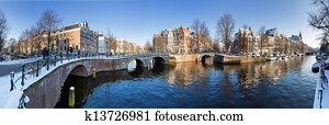 Amsterdam canal panorama