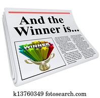 And the Winner Is Newspaper Headline Announcement Trophy