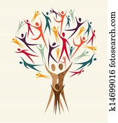 andersartigkeit, leute, baum, satz andersartigkeit, leute, baum, satz