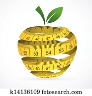 Apple and measuring tape, Diet symbol Apple and measuring tape, Diet symbol