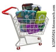 apps, -, בקשה, תוכנה, איקונים, ב, עגלה של קניות