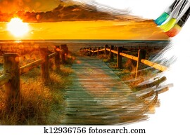 artist brush painting picture of beautiful landscape artist brush painting picture of beautiful landscape