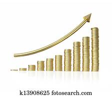 augmentation, profit, graphique, blanc, bac