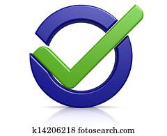 azul, círculo, verde, marca de verificación