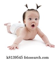 baby flicka, på, henne, mage