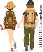 Back View of Couple Hiking Back View of Couple Hiking