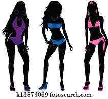 badeanzug, silhouetten, 3 badeanzug, silhouetten, 3